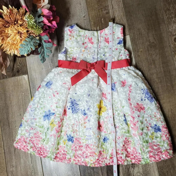 Blueberi Boulevard Formal White and Pink Floral Toddler Girl's Dress Size 18m - Picture 10 of 14